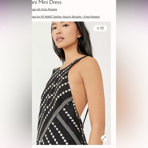 Free People Juni Mini Dress Black White Floral Embroidery open back dress M - Picture 4 of 13